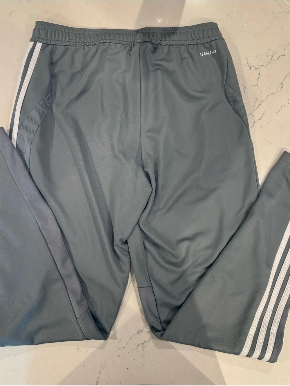 adidas Gray Joggers with White Three-Stripes Medium